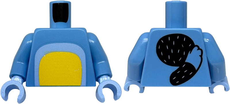 Torso with Yellow and Bright Light Blue Stomach, Black Oval and Tail with Fur Lines on Back Pattern / Medium Blue Arms / Bright Light Blue Hands