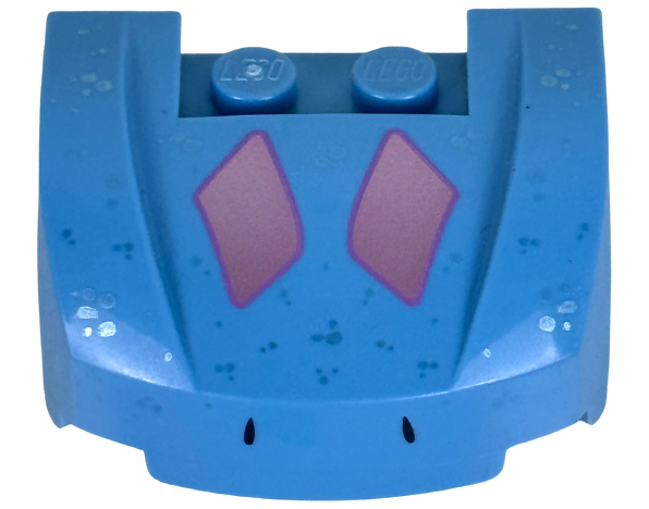 Vehicle, Mudguard 3 x 4 x 1 2/3 Curved Front with Metallic Light Blue Spots and Metallic Pink Diamonds Pattern (Bruni)