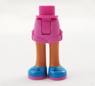 Mini Doll Hips and Shorts Folded Hem with Nougat Legs and Dark Azure Shoes with Dark Pink Soles and Dark Blue Laces Pattern - Thick Hinge