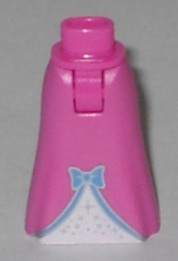 Mini Doll Hips and Skirt Full Length with Medium Blue Bow Pattern - Thick Hinge