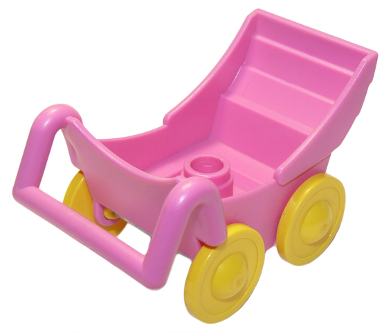 Duplo Stroller / Baby Carriage / Pram with Thin Yellow Wheels