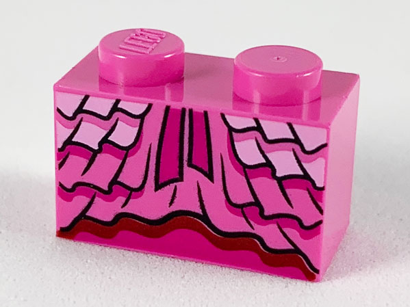 Brick 1 x 2 with Dress Ruffles and Magenta Ribbons Pattern