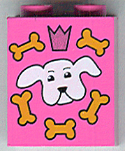 Brick 1 x 2 x 2 with Inside Axle Holder with Dog Biscuit Box Pattern