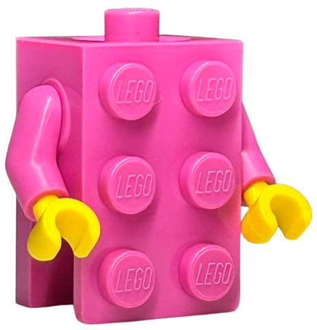 Torso, 2 x 3 Brick Costume / Dark Pink Arms / Yellow Hands (BAM)