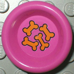 Minifigure, Utensil Dish 3 x 3 with Orange Dog Biscuits Pattern