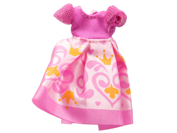 Belville, Clothes Dress (Child) Long, Short Net Sleeves, Pink Skirt with Crown and Swirls Pattern