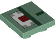 Tile, Modified 2 x 2 Inverted with Pixelated Dark Green, Dark Red, White and Gray Pattern (Minecraft Guardian)