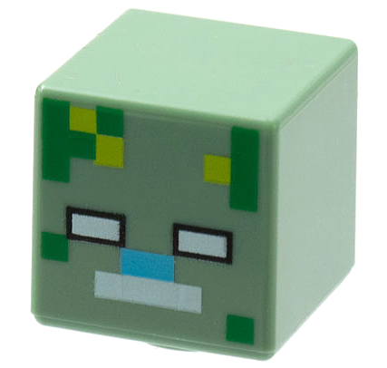 LEGO Green Brick 1 x 1 with Minecraft Creeper Face Pattern (12940)