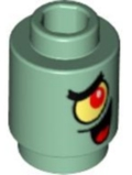 Brick, Round 1 x 1 with Black Eyebrow, Yellow Eye with Red Pupil and Lopsided Open Mouth Smile with Tongue Pattern (SpongeBob SquarePants Plankton)