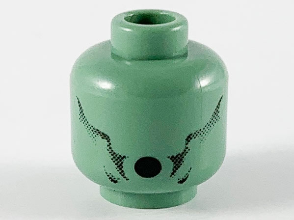 Minifigure, Head Alien Dementor with Black Faded Cheek Lines, Oval Open Mouth Pattern