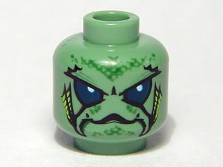 Minifigure, Head Alien with Large Blue Eyes, Turtle Mouth and Gills Pattern