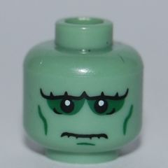 Minifigure, Head Alien with Frankenstein Monster, White Pupils and Wrinkles Pattern