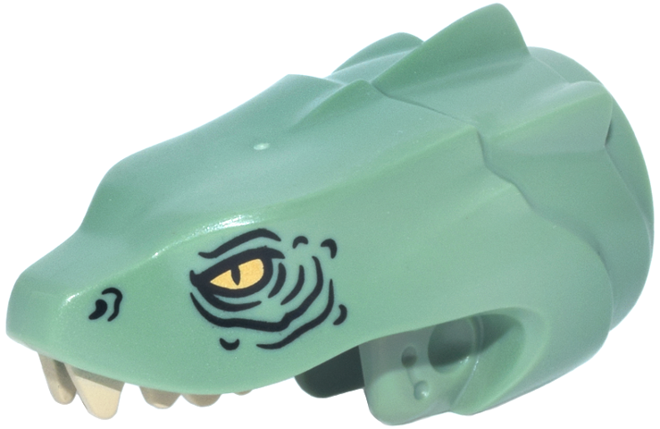 Serpent Basilisk Head with Gold Eyes, Black Wrinkles and Nostrils, Tan Teeth Pattern