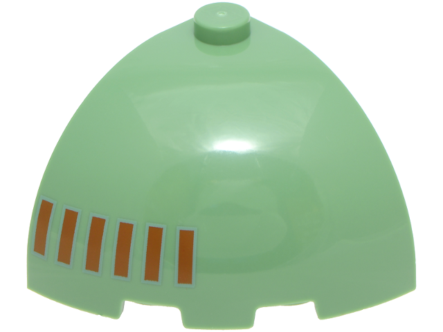 Brick, Round Corner 3 x 3 x 2 Dome Top with 6 Dark Orange Rectangles Pattern