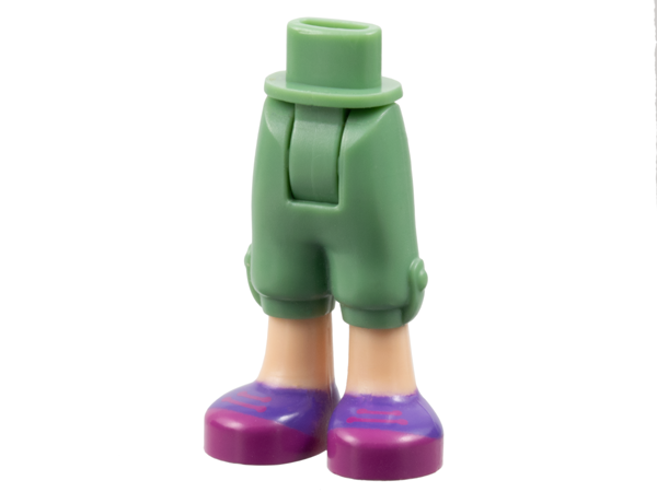 Mini Doll Hips and Trousers Cropped with Light Nougat Legs and Dark Purple Shoes with Magenta Soles and Laces Pattern - Thick Hinge