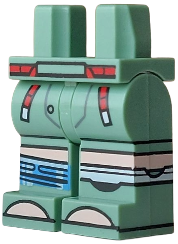 Hips and Legs with Shorts, Red Rope, Light Nougat Knees and Toes, Medium Blue and Silver Anklet Pattern in Sand Green