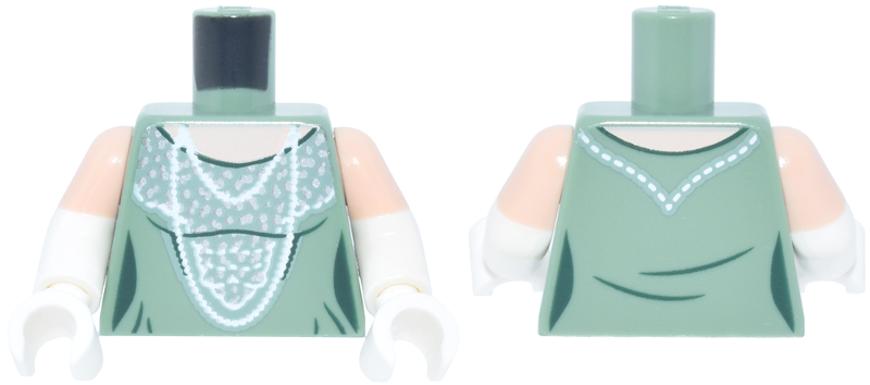 Sand green female dress torso, white necklace