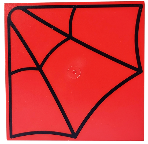 Tile 6 x 6 with Bottom Tubes with Black Spider Web Pattern