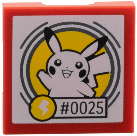 SMART Tag Tile 2 x 2 with Pokémon Pikachu '#0025' Pattern in Red