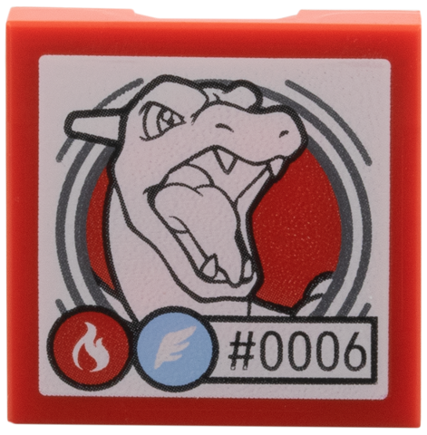SMART Tag Tile 2 x 2 with Pokémon Charizard '#0006' Pattern in Red
