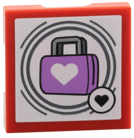 SMART Tag Tile 2 x 2 with Pokémon Medium Lavender Purse Suitcase with Heart Pattern in Red