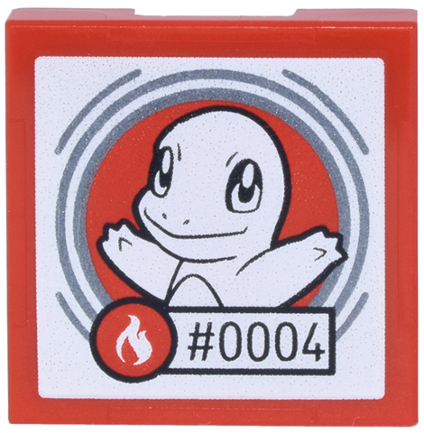 SMART Tag Tile 2 x 2 with Pokémon Charmander '#0004' Pattern in Red