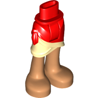 Mini Doll Hips and Skirt Wrap with Tan Layer and Medium Nougat Legs and Feet Pattern - Thick Hinge