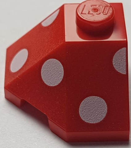 Wedge 2 x 2 (Slope 45 Corner) with White Polka Dots Pattern