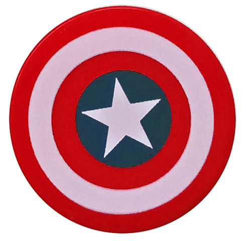 Tile, Round 2 x 2 with Bottom Stud Holder with Captain America Star Pattern