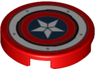 Tile, Round 2 x 2 with Bottom Stud Holder with White Ring, Star in Dark Blue Circle Pattern (Captain America Shield)