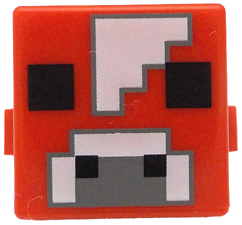 Creature Head Pixelated with Black Eyes and Nostrils, White and Dark Bluish Gray Nose and Forehead Pattern (Minecraft Mooshroom)