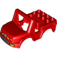 Duplo Car Body Off Road with Headlights and Fire Department Logo Pattern
