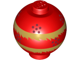 Brick, Round 2 x 2 Sphere with Stud / Robot Body with Dragon Dance Pearl, Gold Fringe and Dark Red Dots Pattern