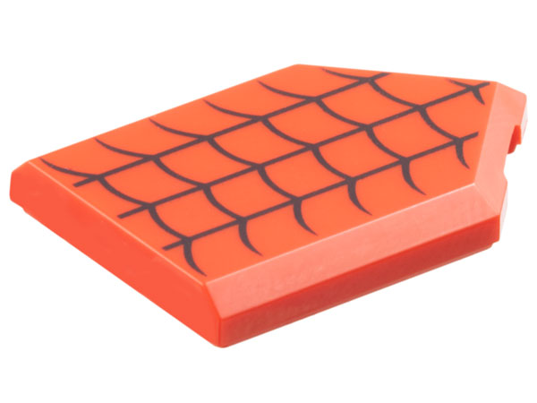 Tile, Modified 2 x 3 Pentagonal with Black Curved Lines / Spider Web Pattern