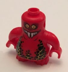 Body, Nexo Knights Scurrier with Red Arms with Bright Light Orange Eyes and Closed Mouth Smile with 6 Sharp White Teeth Pattern