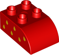 Duplo, Brick 2 x 3 Slope Curved with Yellow Seeds Pattern Model Left Side