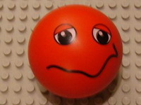 Duplo Ball for Ball Tube with Wavy Smile and Black and White Eyes with Eyelids Pattern