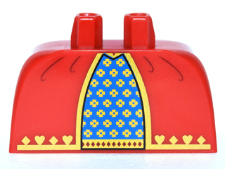 Lower Body, Skirt Wide with Side Hoops (Panniers) with Blue and Gold Fabric with Hearts and Diamonds Pattern