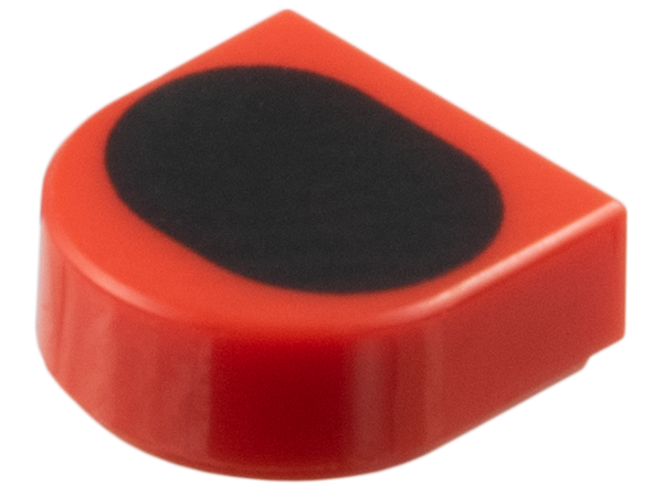 Tile, Round 1 x 1 Half Circle Extended with Black Oval Pattern