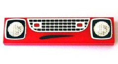 Tile 1 x 4 with Mouth, Grille and Headlights Pattern