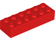 Lego 2x Brick Brick 2x6 6x2 Red/Red 2456 New 