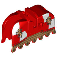 Horse Barding, Ruffled Edge with Gold Lions and Gold Chain Mail Pattern