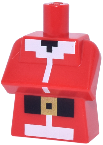 Torso, Modified Long with Folded Arms with Pixelated Robe, White Fur Collar and Trim, Black Belt and Neck, Gold Buckle Minecraft Villager Pattern