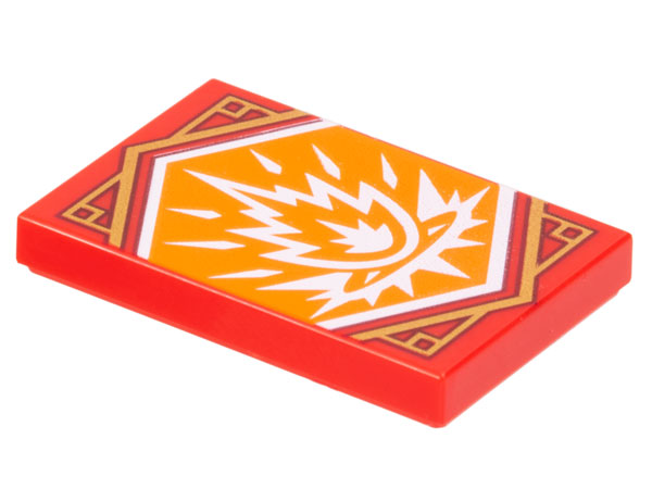 Tile 2 x 3 with White Fire on Orange Background with Gold Trim Pattern (Ninjago Strength Banner)