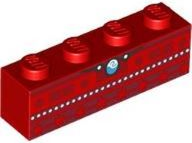 Brick 1 x 4 with Dark Red Shapes, White Dots, and Heart of Te Fiti Necklace Pattern (BrickHeadz Moana Chest)