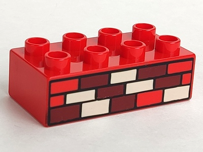Duplo, Brick 2 x 4 with Red, Dark Red, and Tan Bricks Pattern