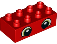 Duplo, Brick 2 x 4 with Lime Eyes Pattern