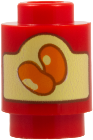 Brick, Round 1 x 1 with Orange Jelly Beans with Dark Orange Outlines on Bright Light Yellow Label with Reddish Brown Outline Pattern