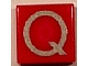 Tile 1 x 1 with Silver Capital Letter Q Pattern - Larger Font and Parallelogram Line