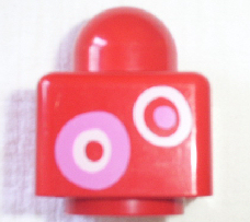 Primo Brick 1 x 1 with Pink and White Rings Pattern